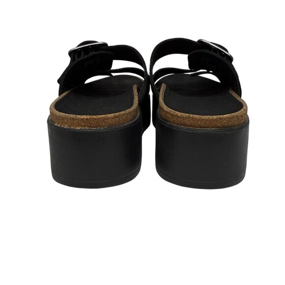 Clarks Botanic Black Leather Strap Sandals Shoes Women's Slide size 8 M - Picture 6 of 11